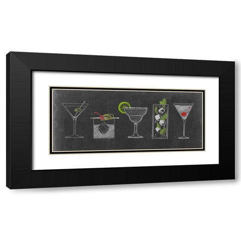 Chalkboard Cocktails Collection G Black Modern Wood Framed Art Print with Double Matting by Popp, Grace