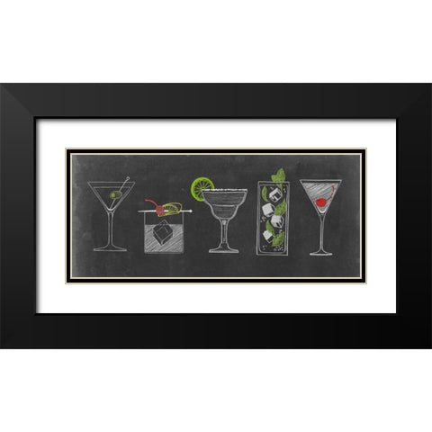 Chalkboard Cocktails Collection G Black Modern Wood Framed Art Print with Double Matting by Popp, Grace