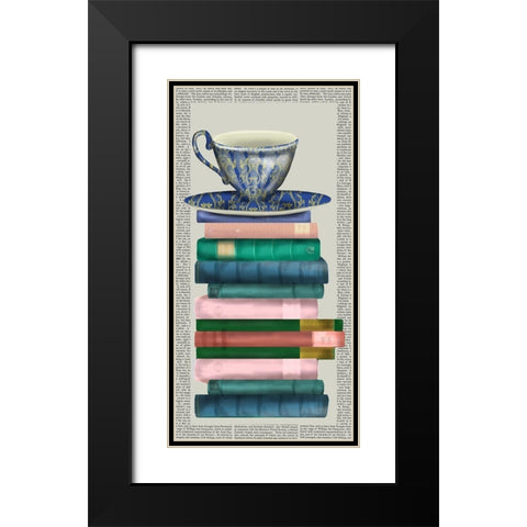 A Spot of Tea Collection B Black Modern Wood Framed Art Print with Double Matting by Fab Funky