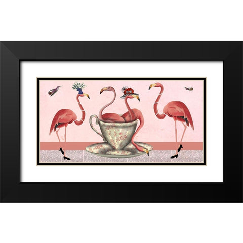 A Spot of Tea Collection H Black Modern Wood Framed Art Print with Double Matting by Fab Funky