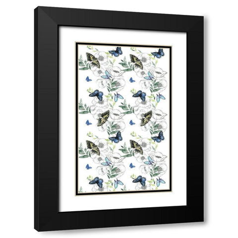 Watercolor Butterfly Collection E Black Modern Wood Framed Art Print with Double Matting by Parker, Jennifer Paxton