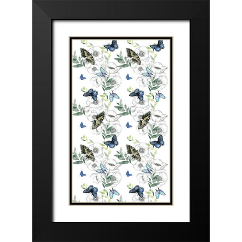 Watercolor Butterfly Collection E Black Modern Wood Framed Art Print with Double Matting by Parker, Jennifer Paxton