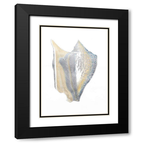 Silver Foil Shell III with Hand Color Black Modern Wood Framed Art Print with Double Matting by Vision Studio
