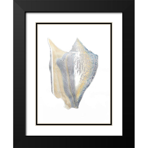 Silver Foil Shell III with Hand Color Black Modern Wood Framed Art Print with Double Matting by Vision Studio