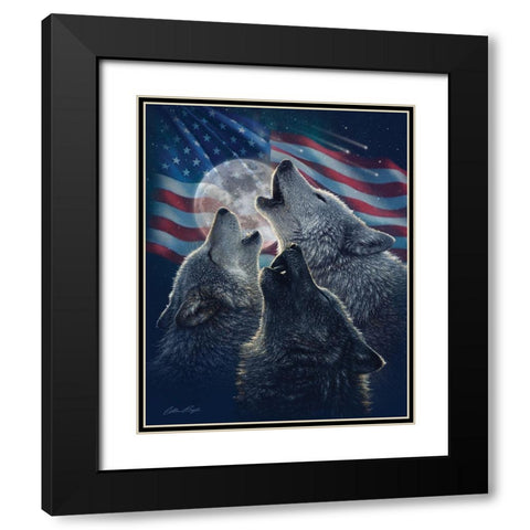 Wolf Trinity Patriotic Black Modern Wood Framed Art Print with Double Matting by Bogle, Collin