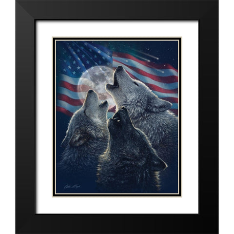 Wolf Trinity Patriotic Black Modern Wood Framed Art Print with Double Matting by Bogle, Collin