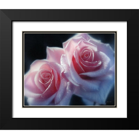 Roses - Pink Pair Black Modern Wood Framed Art Print with Double Matting by Bogle, Collin
