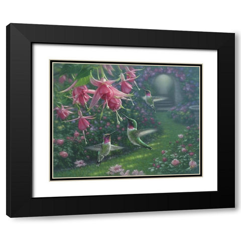 Hummingbird Haven Black Modern Wood Framed Art Print with Double Matting by Bogle, Collin
