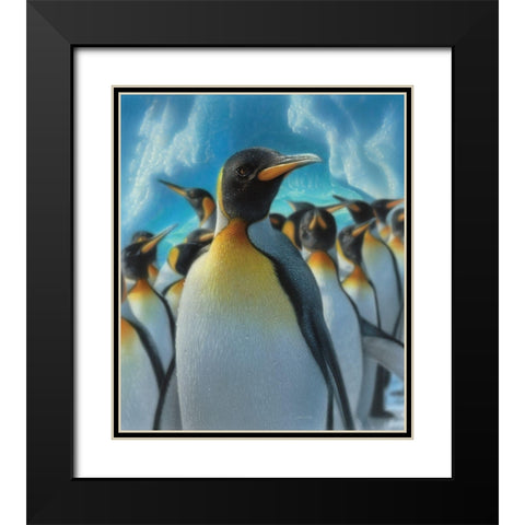 Penguin Paradise Black Modern Wood Framed Art Print with Double Matting by Bogle, Collin