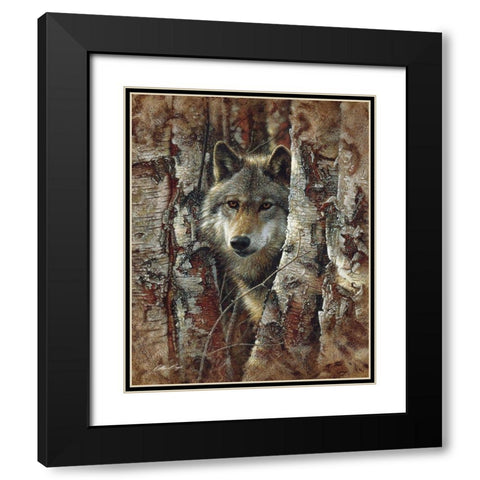Wolf - Woodland Spirit Black Modern Wood Framed Art Print with Double Matting by Bogle, Collin