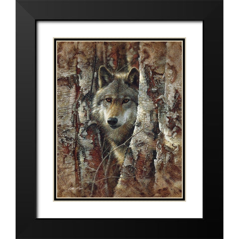 Wolf - Woodland Spirit Black Modern Wood Framed Art Print with Double Matting by Bogle, Collin