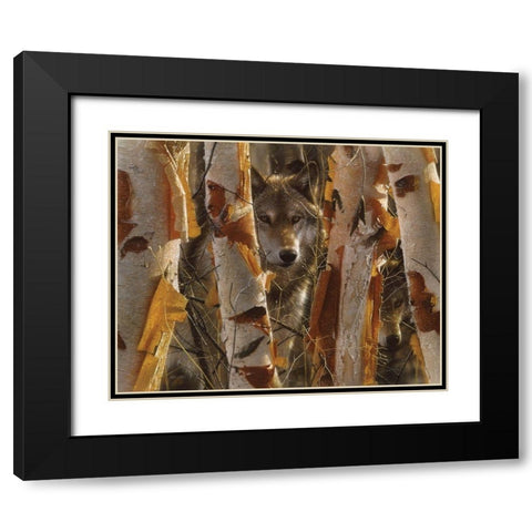 Wolves - The Guardian Black Modern Wood Framed Art Print with Double Matting by Bogle, Collin