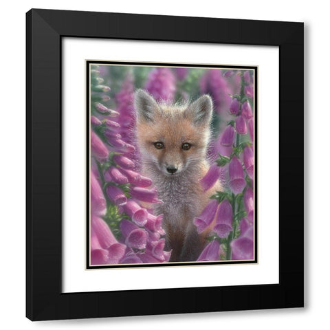 Red Fox - Foxgloves Black Modern Wood Framed Art Print with Double Matting by Bogle, Collin