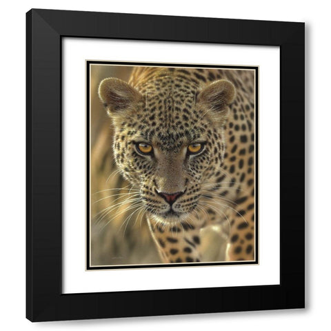 Leopard - On the Prowl Black Modern Wood Framed Art Print with Double Matting by Bogle, Collin