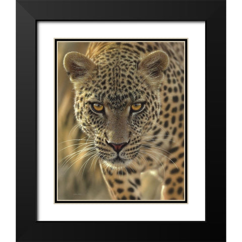 Leopard - On the Prowl Black Modern Wood Framed Art Print with Double Matting by Bogle, Collin