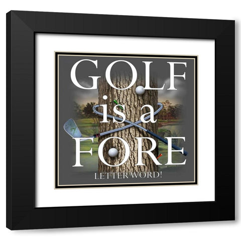 Fore Letter Golf Black Modern Wood Framed Art Print with Double Matting by Baldwin, Jim