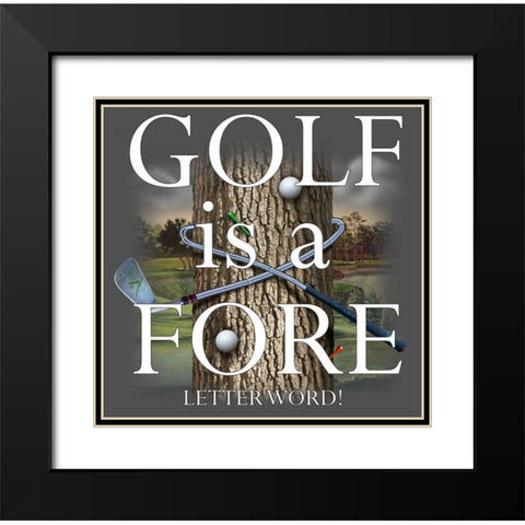Fore Letter Golf Black Modern Wood Framed Art Print with Double Matting by Baldwin, Jim