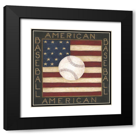American Baseball Black Modern Wood Framed Art Print with Double Matting by Shamp, Cindy