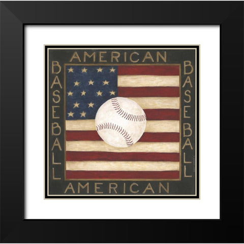 American Baseball Black Modern Wood Framed Art Print with Double Matting by Shamp, Cindy