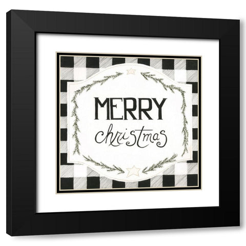 Merry Christmas Black Modern Wood Framed Art Print with Double Matting by Shamp, Cindy