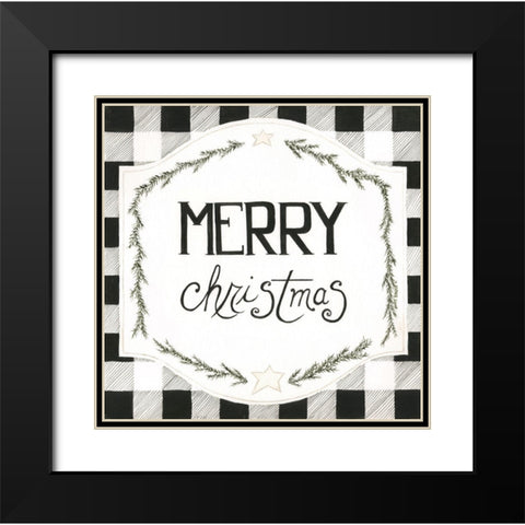 Merry Christmas Black Modern Wood Framed Art Print with Double Matting by Shamp, Cindy