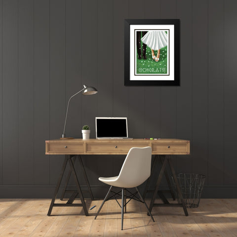 Congrats Wedding Black Modern Wood Framed Art Print with Double Matting by Tyndall, Elizabeth