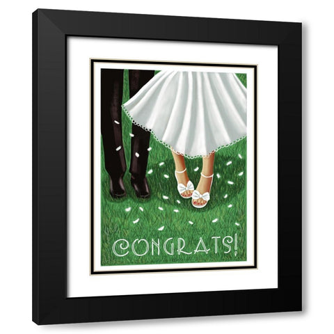 Congrats Wedding Black Modern Wood Framed Art Print with Double Matting by Tyndall, Elizabeth