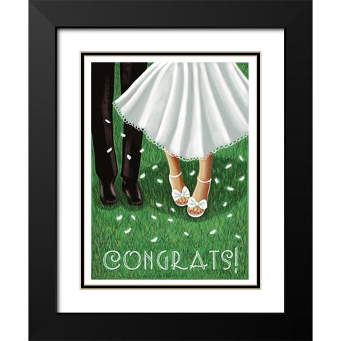 Congrats Wedding Black Modern Wood Framed Art Print with Double Matting by Tyndall, Elizabeth
