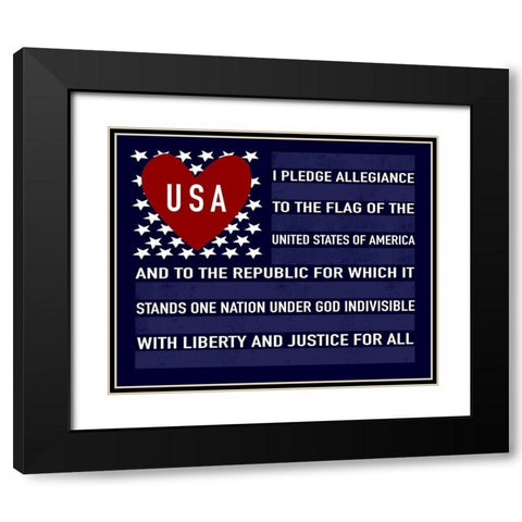 Blue USA Flag Black Modern Wood Framed Art Print with Double Matting by Tyndall, Elizabeth