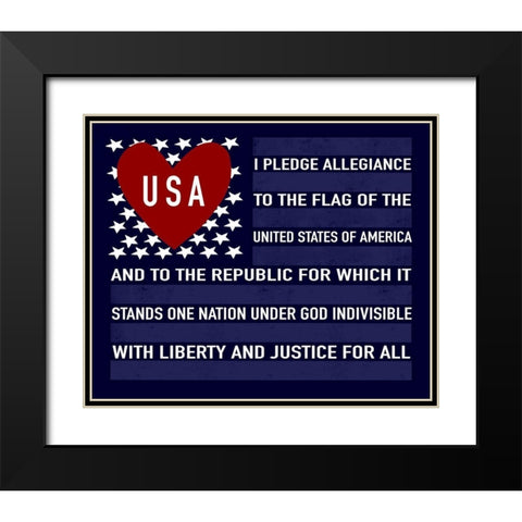 Blue USA Flag Black Modern Wood Framed Art Print with Double Matting by Tyndall, Elizabeth
