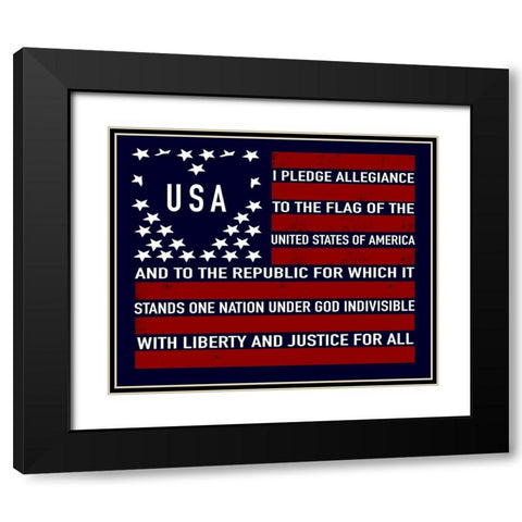 USA Flag Black Modern Wood Framed Art Print with Double Matting by Tyndall, Elizabeth