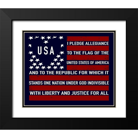 USA Flag Black Modern Wood Framed Art Print with Double Matting by Tyndall, Elizabeth