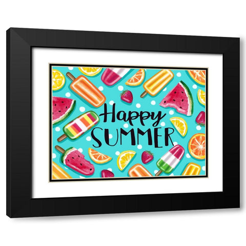 Happy Summer Black Modern Wood Framed Art Print with Double Matting by Tyndall, Elizabeth