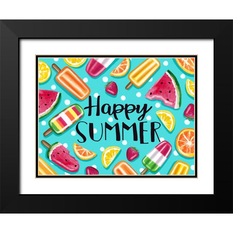 Happy Summer Black Modern Wood Framed Art Print with Double Matting by Tyndall, Elizabeth