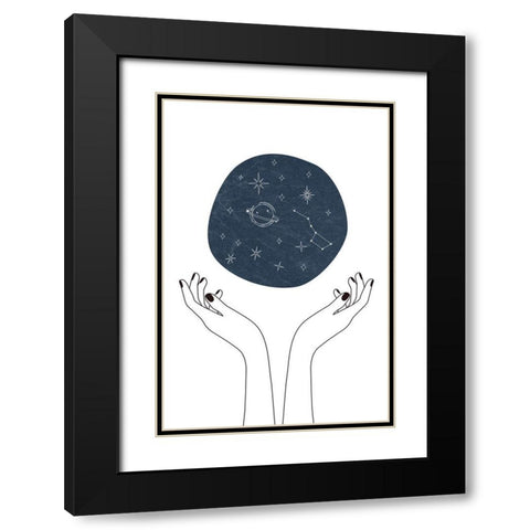 Hand and Stars Black Modern Wood Framed Art Print with Double Matting by JJ Design House