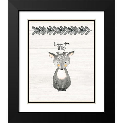 I Love You Deerly Black Modern Wood Framed Art Print with Double Matting by Moulton, Jo