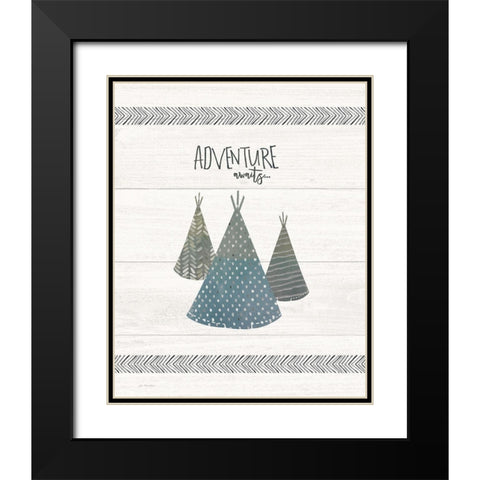Adventure Awaits Black Modern Wood Framed Art Print with Double Matting by Moulton, Jo