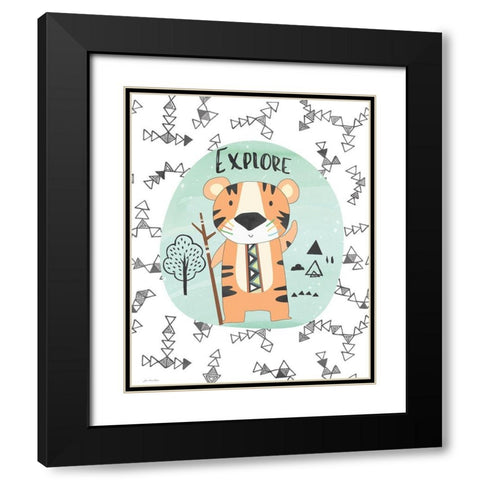 Explore Tiger Black Modern Wood Framed Art Print with Double Matting by Moulton, Jo