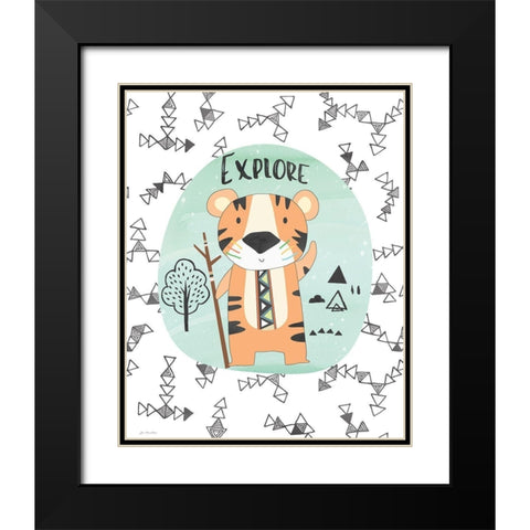 Explore Tiger Black Modern Wood Framed Art Print with Double Matting by Moulton, Jo