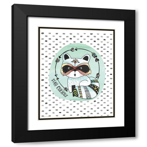 Curious Raccoon Black Modern Wood Framed Art Print with Double Matting by Moulton, Jo
