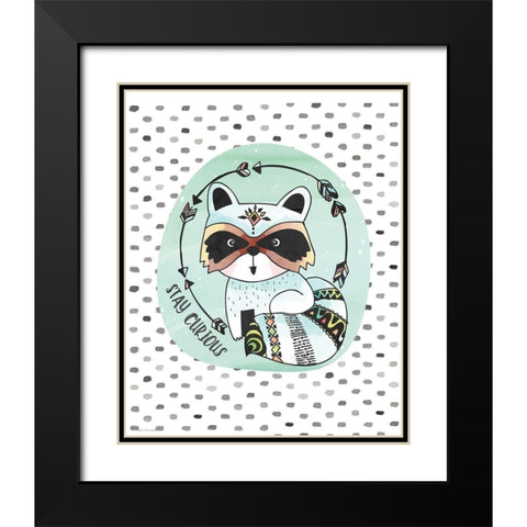 Curious Raccoon Black Modern Wood Framed Art Print with Double Matting by Moulton, Jo