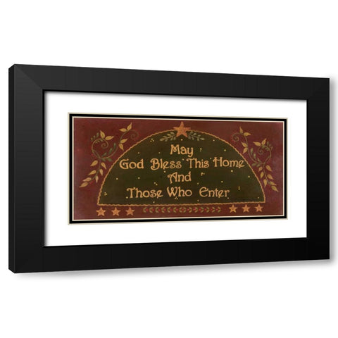 May God Bless This Home Black Modern Wood Framed Art Print with Double Matting by Moulton, Jo