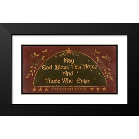 May God Bless This Home Black Modern Wood Framed Art Print with Double Matting by Moulton, Jo