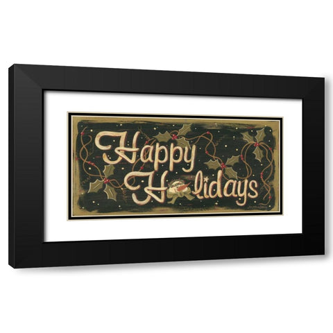 Happy Holidays Black Modern Wood Framed Art Print with Double Matting by Moulton, Jo