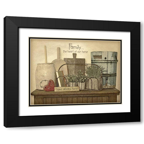 Family Heart Black Modern Wood Framed Art Print with Double Matting by Moulton, Jo