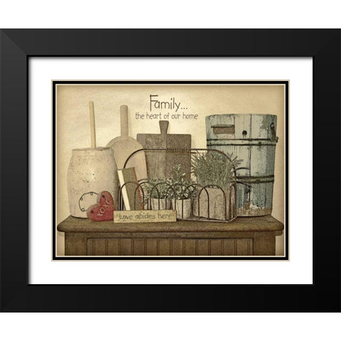 Family Heart Black Modern Wood Framed Art Print with Double Matting by Moulton, Jo