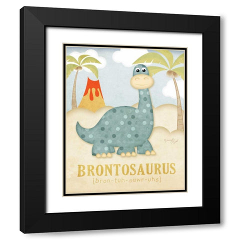Brontosaurus Black Modern Wood Framed Art Print with Double Matting by Pugh, Jennifer