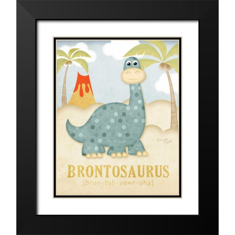 Brontosaurus Black Modern Wood Framed Art Print with Double Matting by Pugh, Jennifer