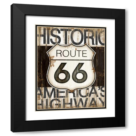 Route 66 Black Modern Wood Framed Art Print with Double Matting by Pugh, Jennifer
