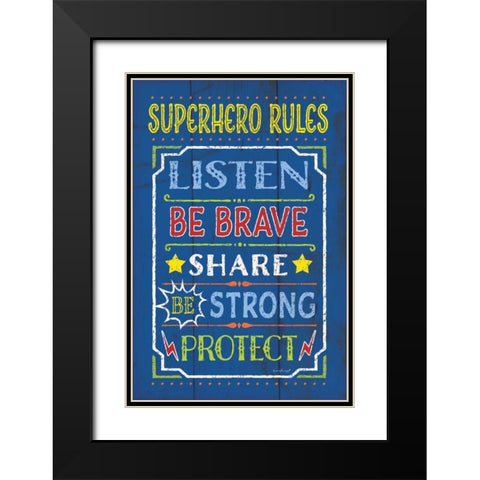 Superhero Rules Black Modern Wood Framed Art Print with Double Matting by Pugh, Jennifer